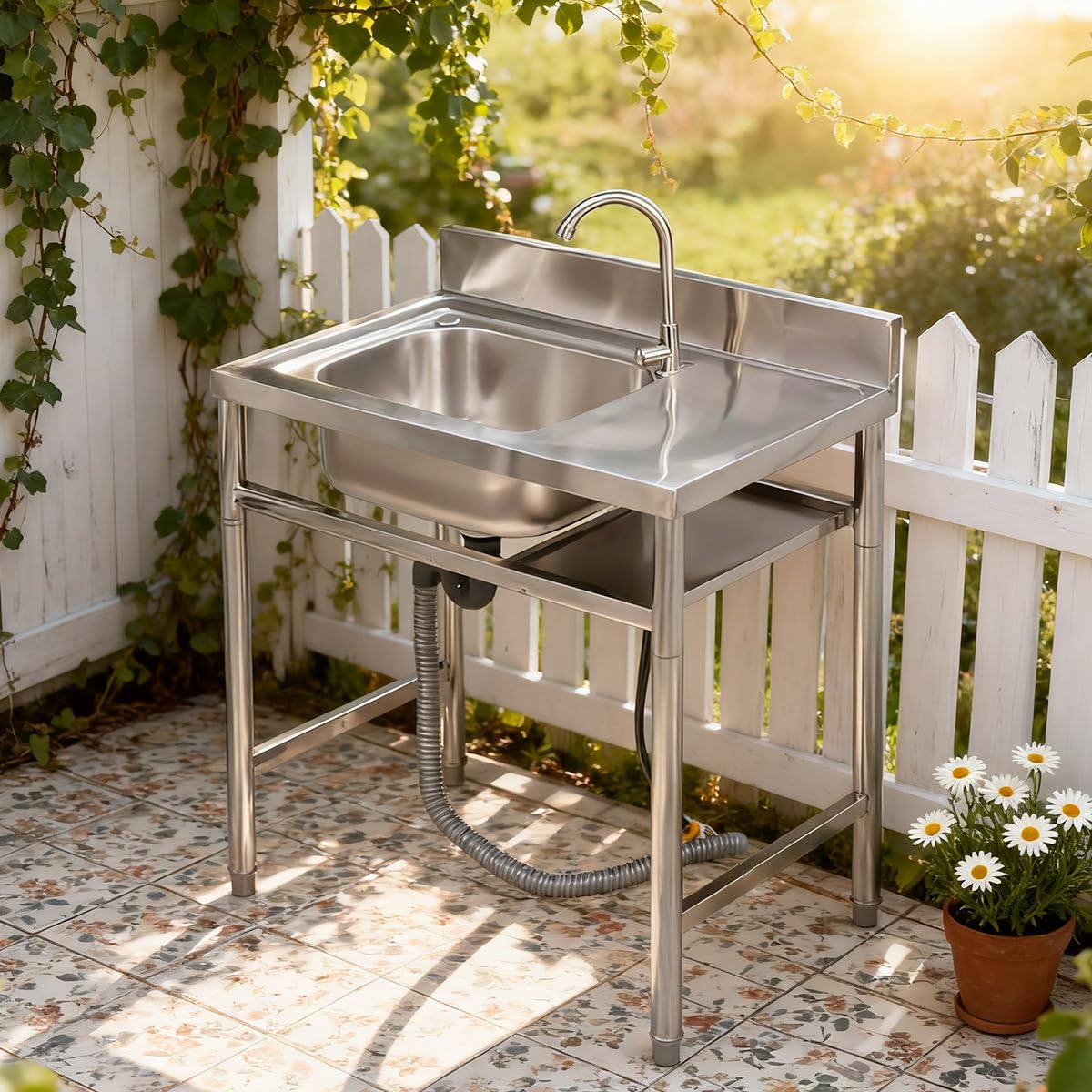 Amazon.co.jp: Simpolu 屋外 流し台 ステンレス ガーデンシンク